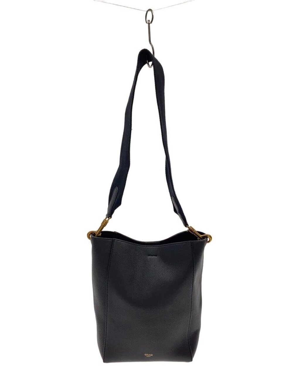 Celine Sangle Bucket Bag leather shoulder Bag Black